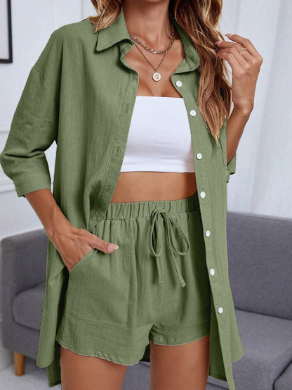 Chic Cotton Shirt Set Greta  Casual Outfit