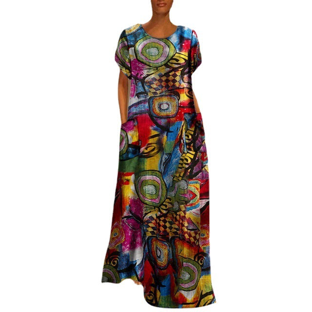 Vibrant Print Greta  Swing Maxi Dress