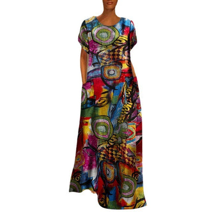 Vibrant Print Greta  Swing Maxi Dress