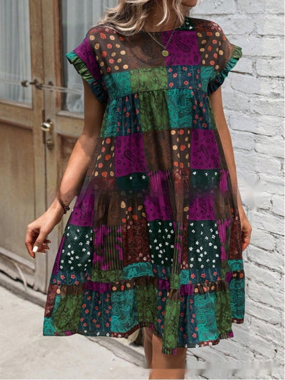 Boho Patchwork Greta  Summer Midi Dress