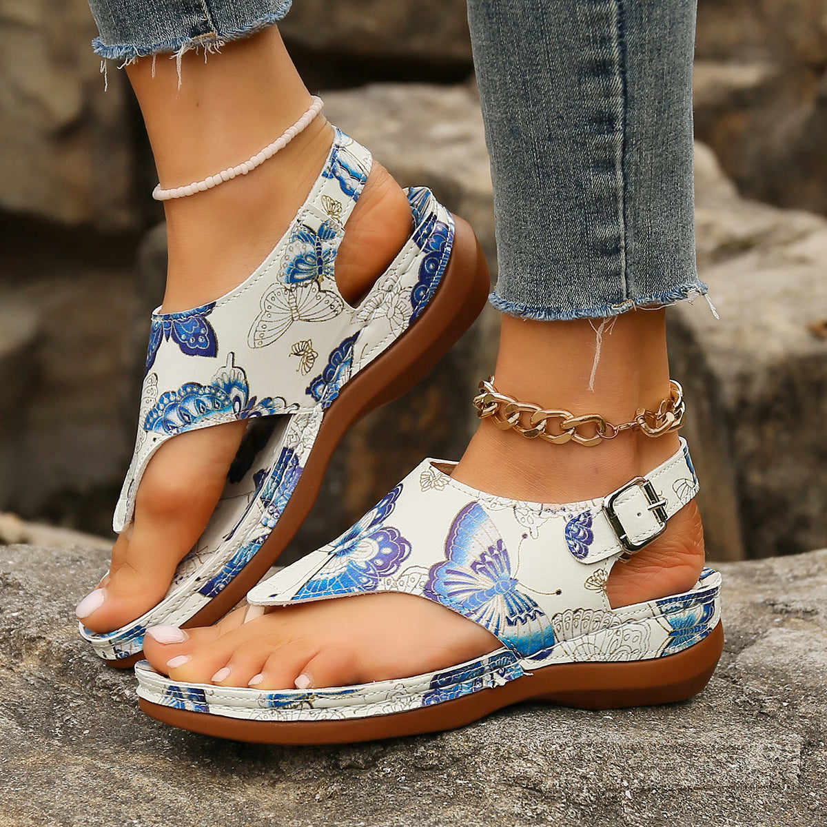 Floral Wedge Sandals by Greta 