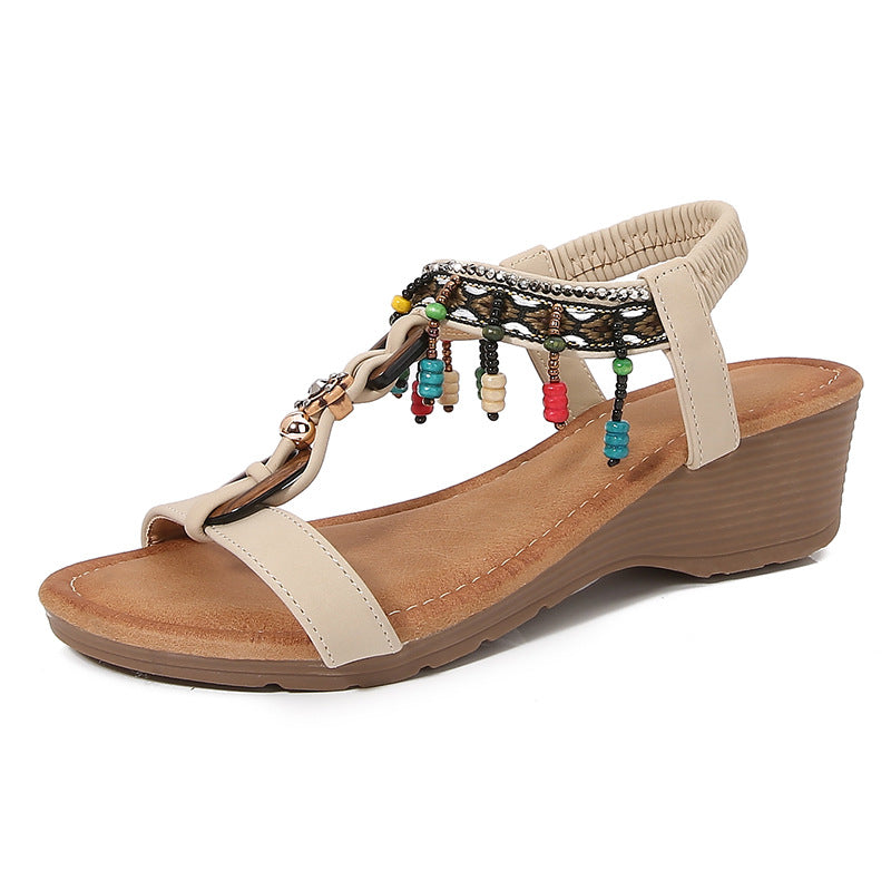 Chic Rhinestone Wedge Sandals by Greta 