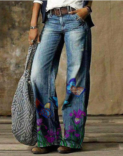 Artistic Floral Wide Leg Pants by Greta 