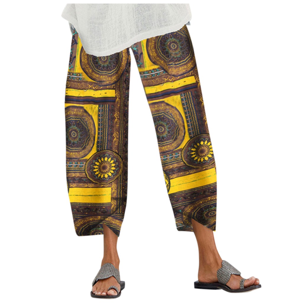 Boho Print Greta  Elastic Casual Pants