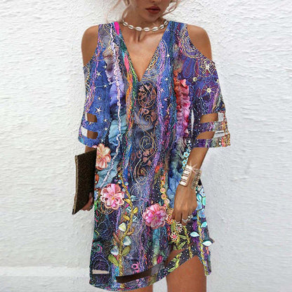V-Neck Mesh Floral Dress by Greta 
