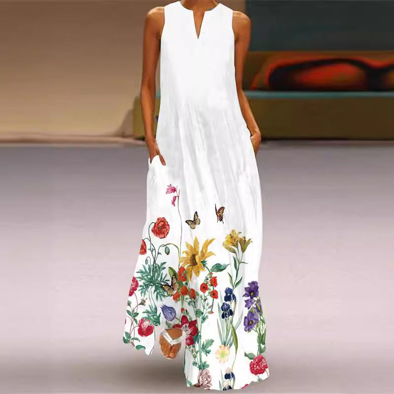 Elegant Printed Pocket Maxi Dress by Greta 