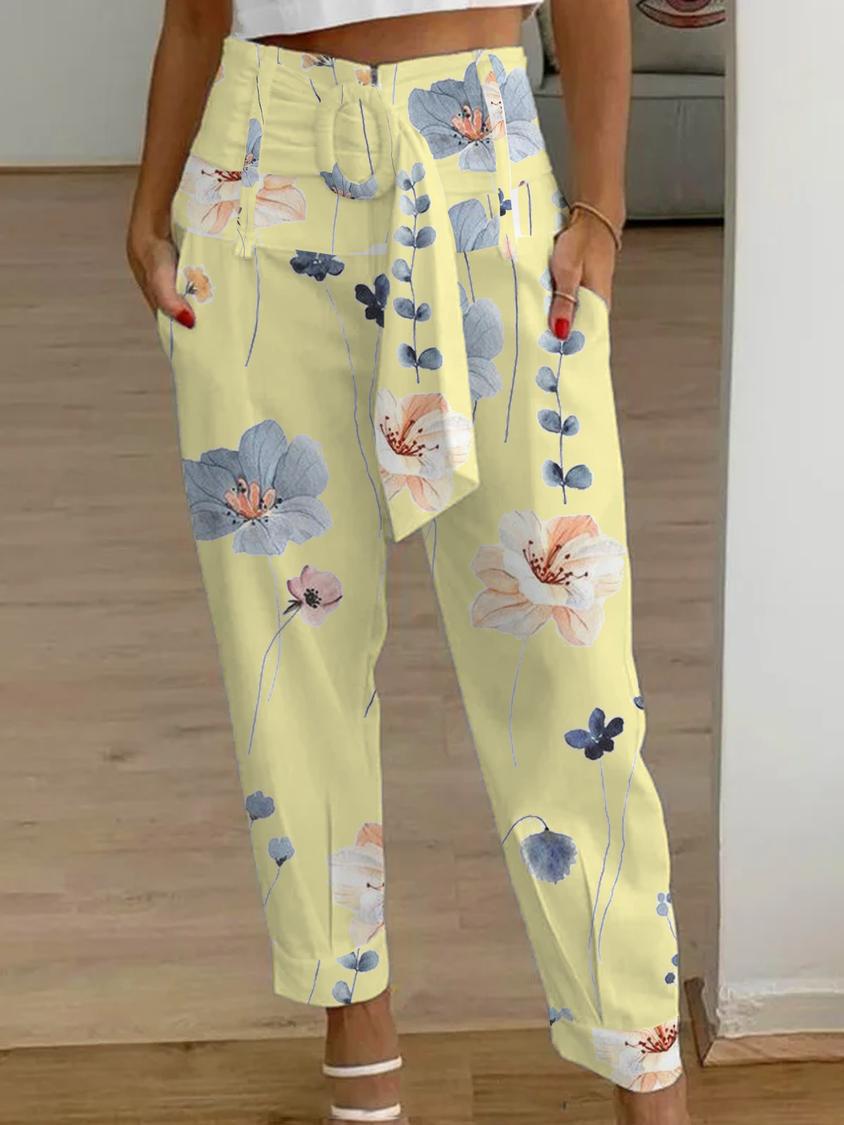 Floral Linen Cropped Pants Greta  Women’s