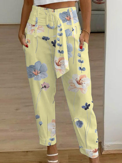 Floral Linen Cropped Pants Greta  Women’s