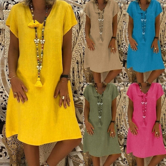 Vibrant V-Neck Everyday Dress by Greta 