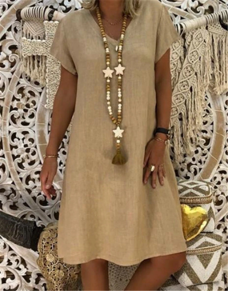 Vibrant V-Neck Everyday Dress by Greta 
