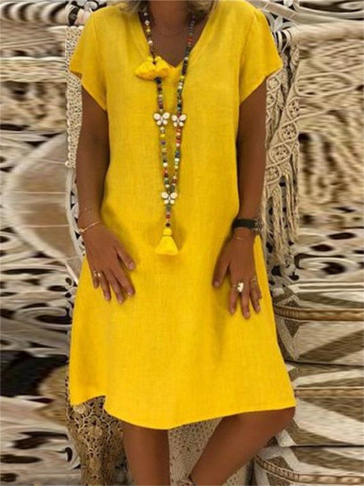 Vibrant V-Neck Everyday Dress by Greta 