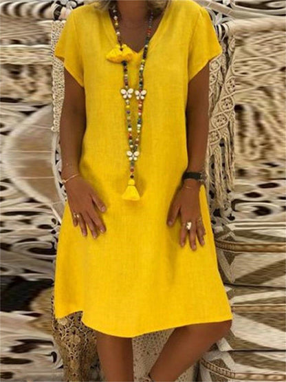 Vibrant V-Neck Everyday Dress by Greta 