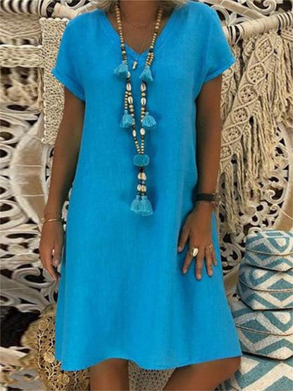 Vibrant V-Neck Everyday Dress by Greta 