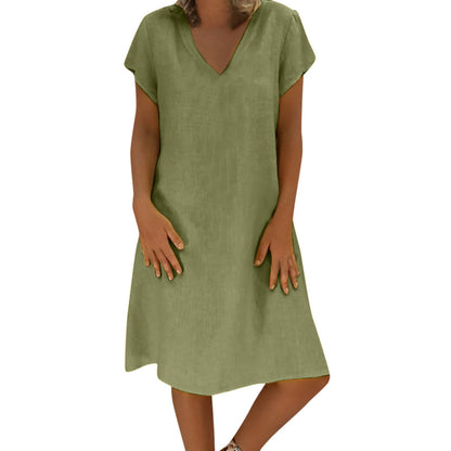 Vibrant V-Neck Everyday Dress by Greta 