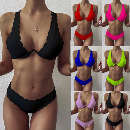 Scalloped Edge Greta  Underwire Bikini Set