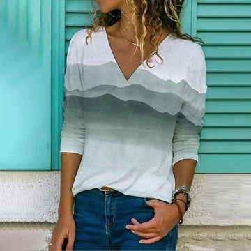 Gradient Landscape Greta  Slim Long Sleeve Top
