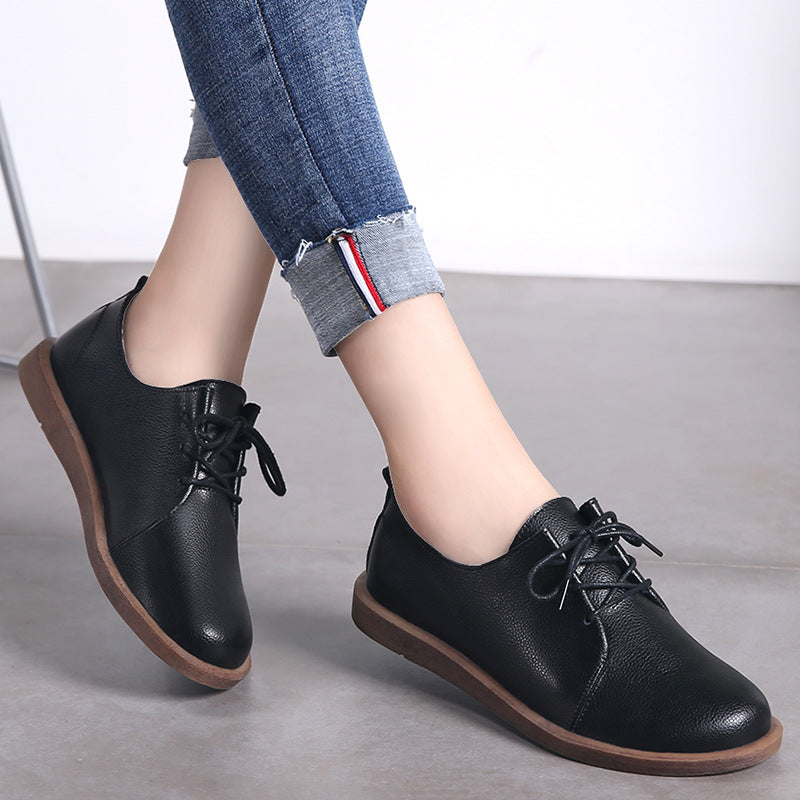 Retro Comfortable Greta  Leather Lace-Up Shoes