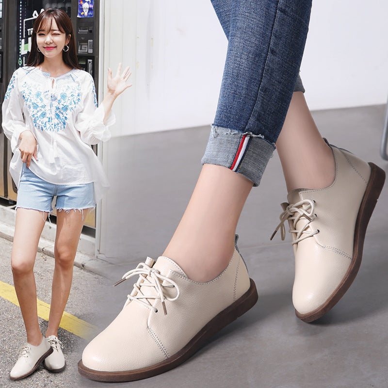 Retro Comfortable Greta  Leather Lace-Up Shoes
