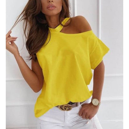 Chic Solid Short Sleeve Tee by Greta 