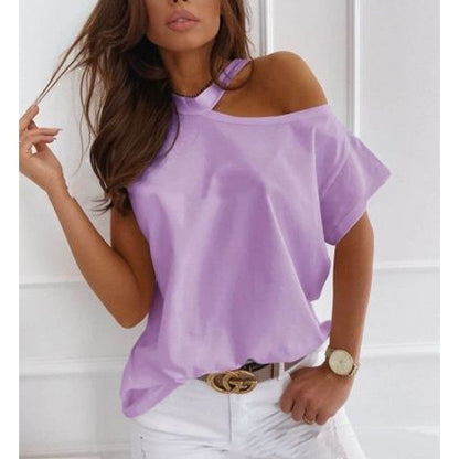 Chic Solid Short Sleeve Tee by Greta 