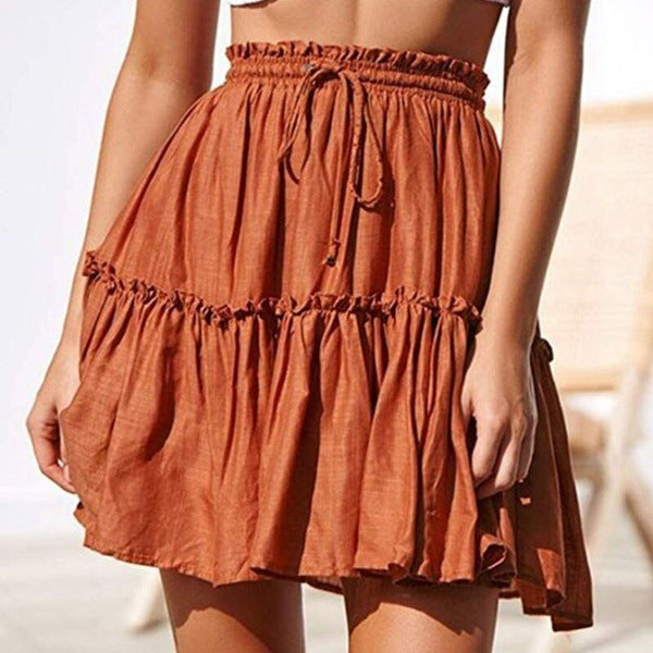 Ruffled Drawstring Mini Skirt by Greta 