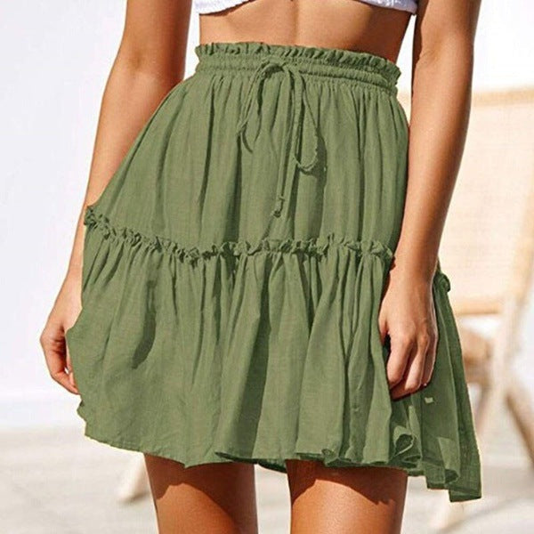 Ruffled Drawstring Mini Skirt by Greta 