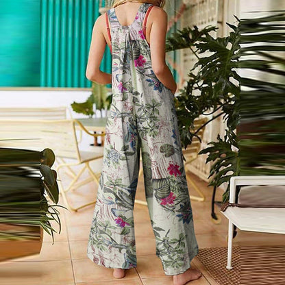 Floral Patchwork Greta  Suspender Jumpsuit