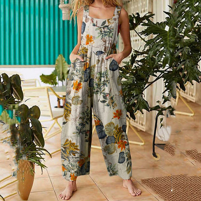 Floral Patchwork Greta  Suspender Jumpsuit