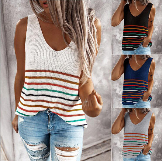 Multicolor Striped Knit Vest by Greta 