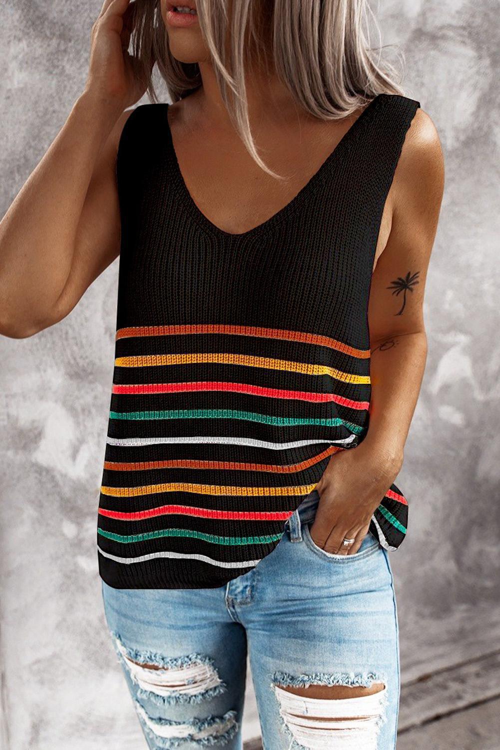 Multicolor Striped Knit Vest by Greta 