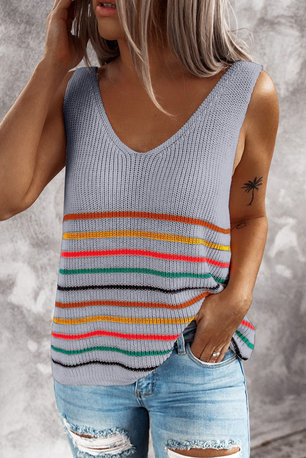 Multicolor Striped Knit Vest by Greta 