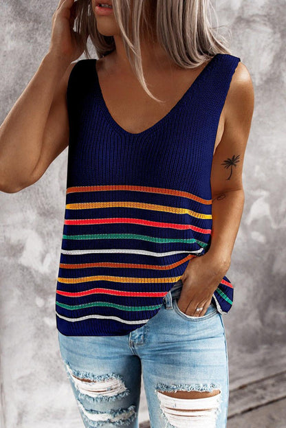 Multicolor Striped Knit Vest by Greta 