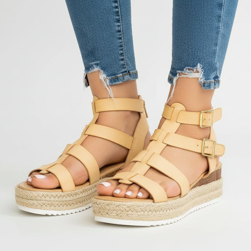 Chic Platform Greta  Cross Strap Sandals