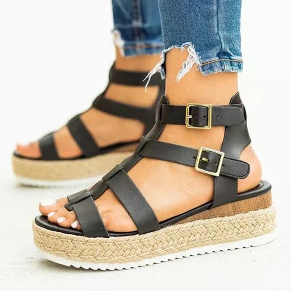 Chic Platform Greta  Cross Strap Sandals