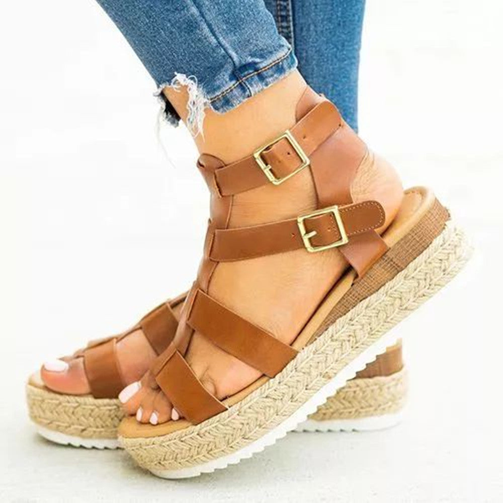 Chic Platform Greta  Cross Strap Sandals