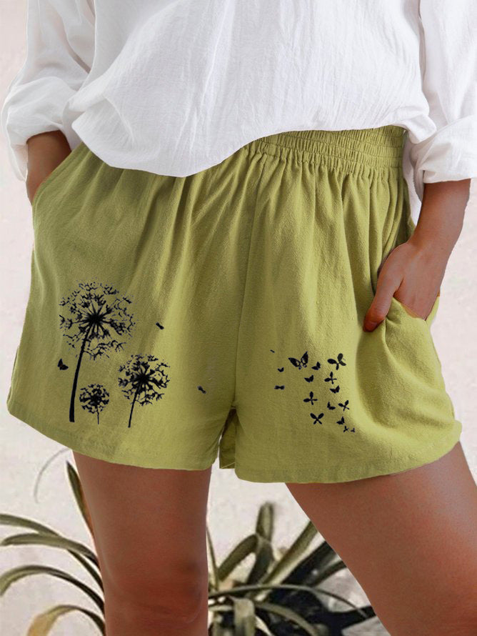 Dandelion Print High Waist Shorts Greta 