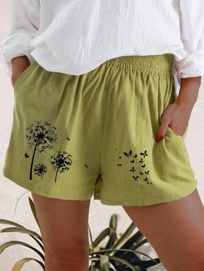 Dandelion Print High Waist Shorts Greta 