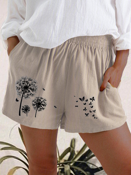 Dandelion Print High Waist Shorts Greta 