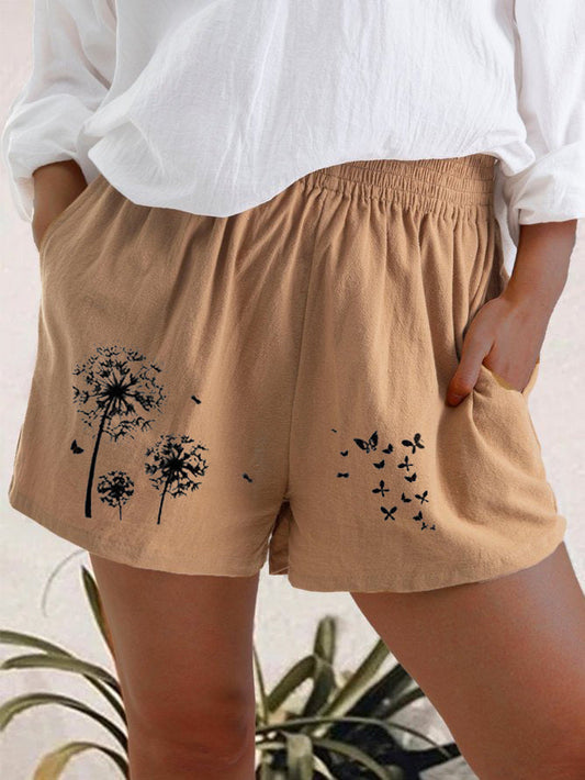 Dandelion Print High Waist Shorts Greta 