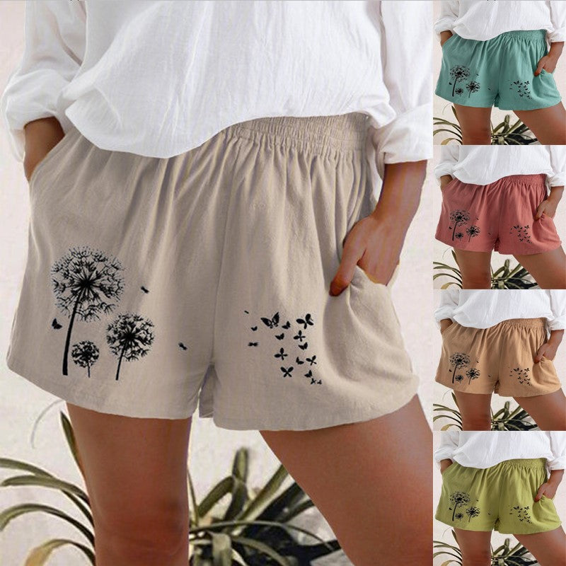 Dandelion Print High Waist Shorts Greta 