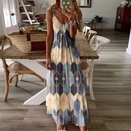 Geometric Print Greta  Summer Maxi Dress