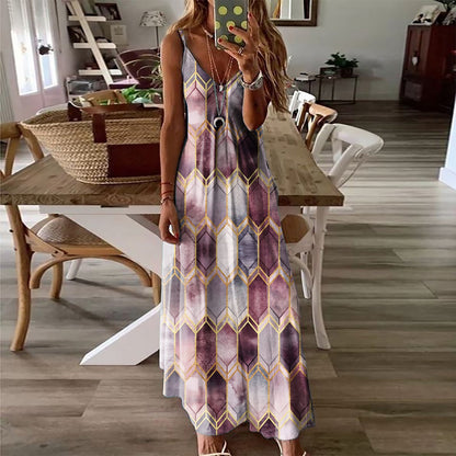 Geometric Print Greta  Summer Maxi Dress
