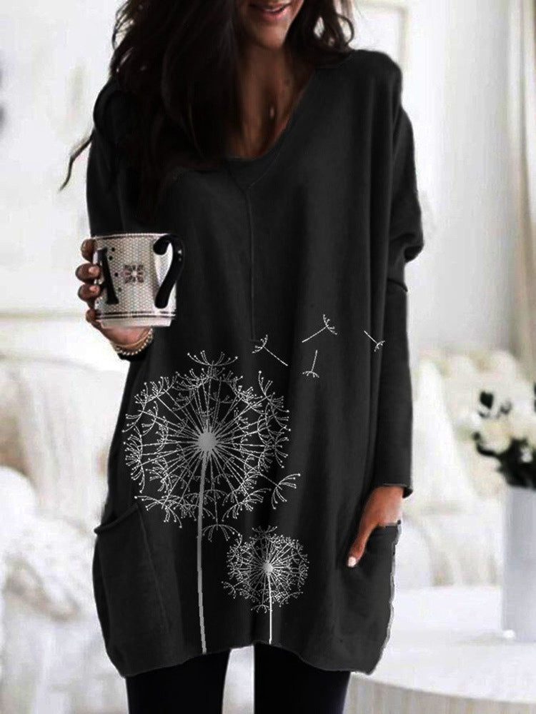 Printed Dandelion Greta  Long Sleeve Blouse