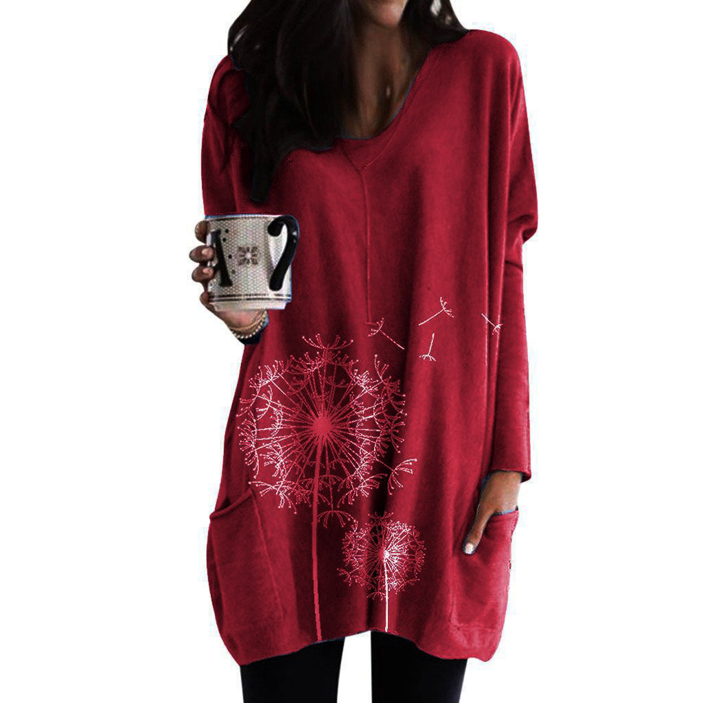 Printed Dandelion Greta  Long Sleeve Blouse