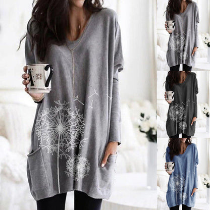 Printed Dandelion Greta  Long Sleeve Blouse