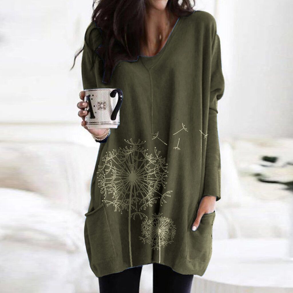 Printed Dandelion Greta  Long Sleeve Blouse