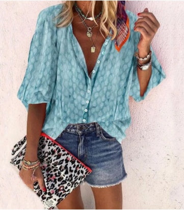 Chic Printed Long Sleeve Blouse by Greta 