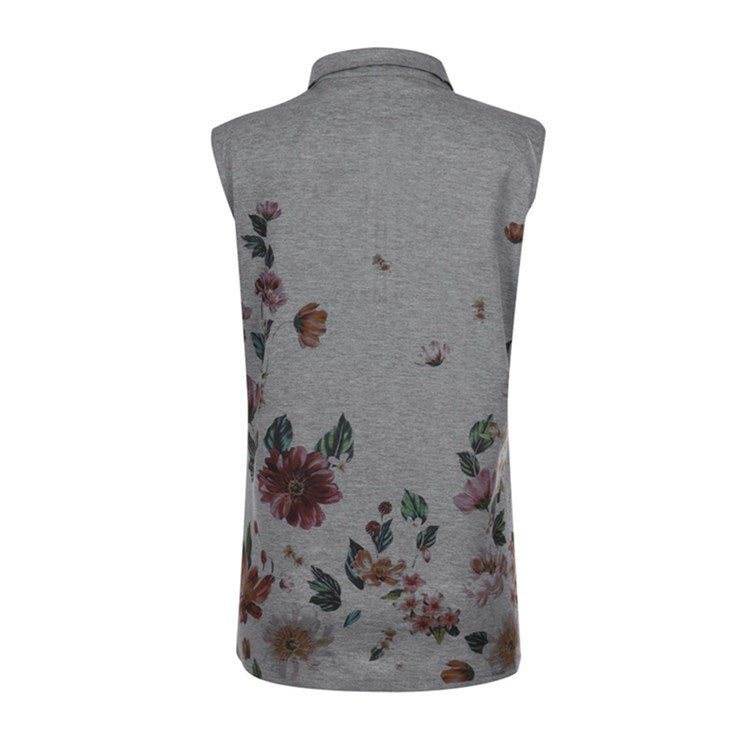 Floral Zip Slim Top Greta  Sleeveless Blouse