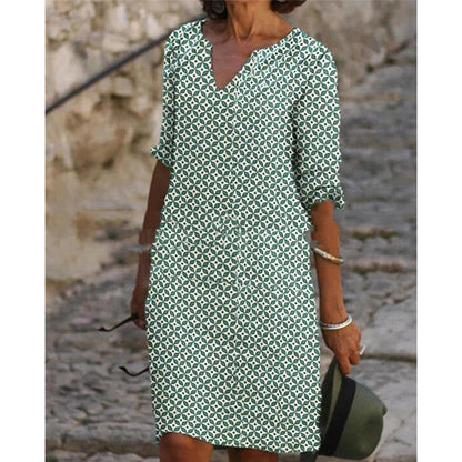 Floral Linen Short Sleeve Dress by Greta 