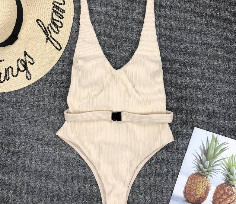Chic Belted One-Piece Swimsuit by Greta 